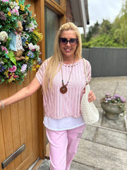 Pink Multi Hole Layered Top Laurel