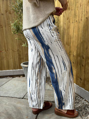 Navy Brushed Stripe Trousers Sadie