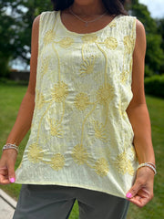 Lemon Embroidered Daisy Pattern Vest Stella