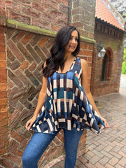 Navy Block Print Vest Isabella