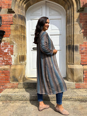 Denim Pattern Stripe Shimmer Cardigan Freya