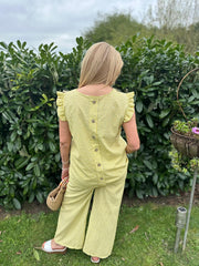 Yellow Gingham Frill Sleeve Set Evie
