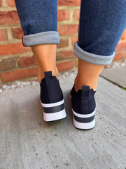 Navy Diamante Slip On Trainers