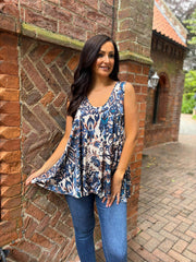 Navy Elegant Floral Vest Isabella