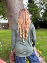 Khaki Stud Pocket Top Serena