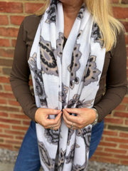 Winter White Soft Touch Tassel Flower Scarf