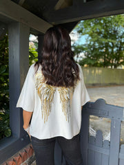 Winter White Gold Angel Wings Knit Florence