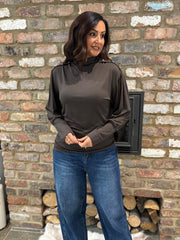 Chocolate Button Detail Roll Neck Eliza