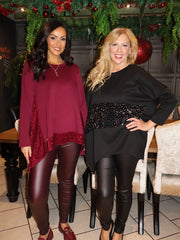 Black Sequin Panel Sweat Top Mandy