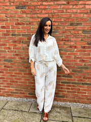 White Leaf Embroidered Blouse Josephine