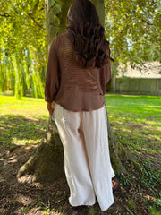 Stone Wide Leg Pull on Silvia Trousers