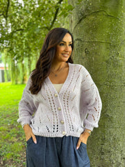 Lilac Chunky Knit Cardi Gail