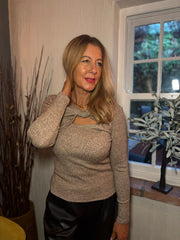 Mocha Twist Front Ribbed Top Emma