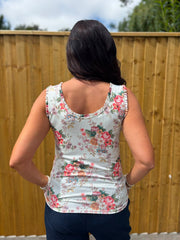 White Vintage Floral Ruffle Vest Yasmin