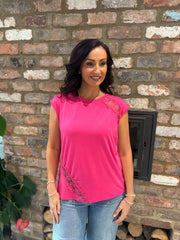 Lipstick Lace Detail Top Amanda
