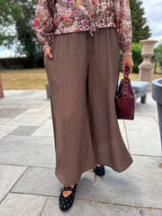 Chocolate Wide Leg Pull on Silvia Trousers