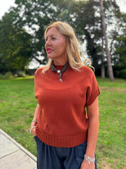 Rust Ribbed Detail Knit Petra