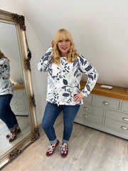 Navy Floral Leaf Sweat Top India