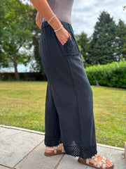 Black Multi Hole Detail Trousers Terri