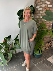 Khaki Crochet Trim Dress Sabrina