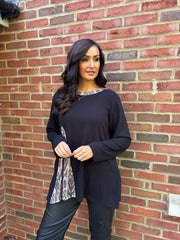 Black Patterned Knit Top Danielle