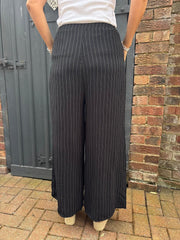 Black Pinstripe Pull on Trousers Tanya