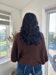 Chocolate Knitted Tie Front Jumper Libby