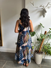 Navy Abstract Patterned Dress Odette