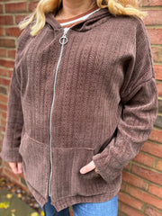 Chocolate Chenille Zip Hoodie Carrie