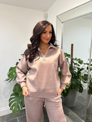 Mocha Half Zip Sweatshirt Alice