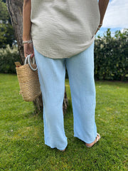 Blue Bubble Cotton Trousers