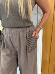 Mocha Multi Hole Detail Trousers Terri