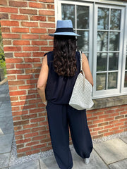Navy Cuffed Ashley Trousers