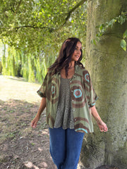 Khaki Tie Dye Print Blouse Katherine