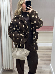 Chocolate Polka Dot Fleece Jacket Kiera