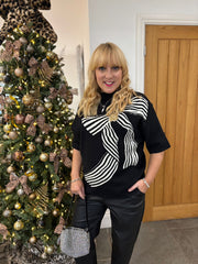 Black Striped Bow Knit Ophelia