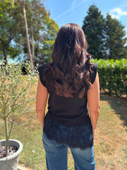 Black Lace Hem Top Yasmin