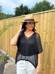 Black Shimmer Loose Knit Giana