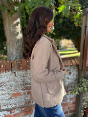 Camel Boucle Buttoned Coat Isla