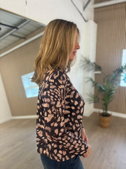 Black Animal Print Top Carmen