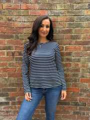 Navy Striped Super Soft Round Neck