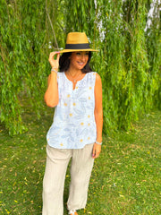 White Floral Sleeveless Top Amanda
