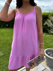 Candy Pink Bubble Cotton Summer Dress Samantha