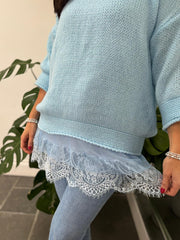 Blue Two Piece V Neck Knit Eileen