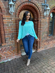 Aqua Knitted Wrap Jumper Nell