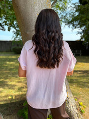 Pink Broderie Bubble Cotton Top Jan