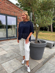 Navy Abstract Pattern Knit Tori