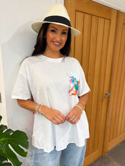 White Tropical Palm Tee Brianna