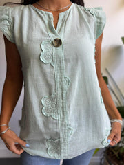 Mint Floral Frill Sleeve Top Chrissy