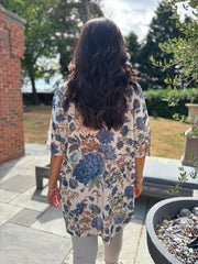 Blue Floral Print Knit Tunic Delilah